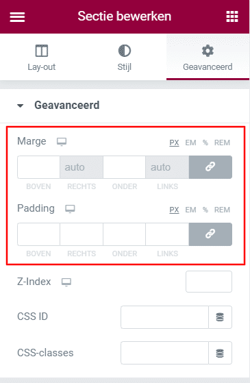 Wat is het verschil tussen PX, EM, REM, %, VW en VH in Elementor?