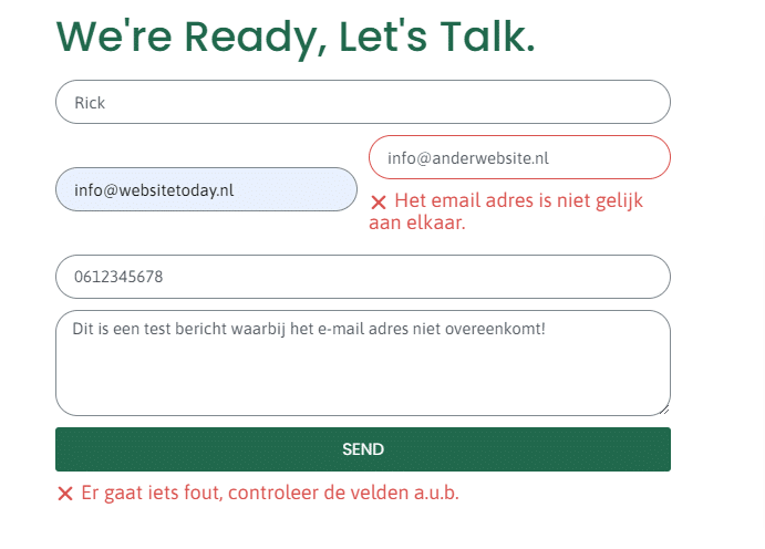E-mail validatie uitvoeren in Elementor Pro formulieren